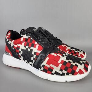 Michael Michael Kors Womens Amanda Trainer Woven Sneakers Black Red White 6.5 M